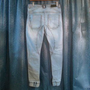 Size Up Tri-Stretch Light Blue Acid Washed Denim Stretch Jeans 31/32 waist